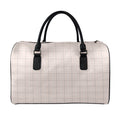 Pastel Pink Tattersall Pattern Print Leather Duffel Bag