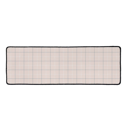 Pastel Pink Tattersall Pattern Print Long Kitchen Mat