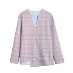 Pastel Pink Tattersall Pattern Print Long Sleeve Short Coat