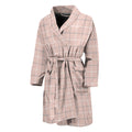 Pastel Pink Tattersall Pattern Print Men's Bathrobe