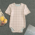 Pastel Pink Tattersall Pattern Print Men's Bodysuit