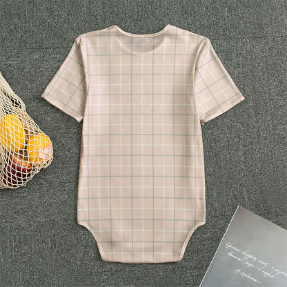 Pastel Pink Tattersall Pattern Print Men's Bodysuit