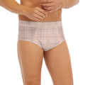 Pastel Pink Tattersall Pattern Print Men's Briefs