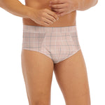 Pastel Pink Tattersall Pattern Print Men's Briefs
