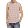 Pastel Pink Tattersall Pattern Print Men's Fitness Tank Top