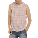 Pastel Pink Tattersall Pattern Print Men's Fitness Tank Top