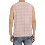 Pastel Pink Tattersall Pattern Print Men's Fitness Tank Top