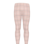 Pastel Pink Tattersall Pattern Print Men's leggings