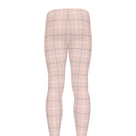 Pastel Pink Tattersall Pattern Print Men's leggings