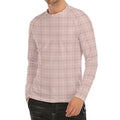 Pastel Pink Tattersall Pattern Print Men's Long Sleeve Rash Guard