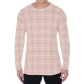 Pastel Pink Tattersall Pattern Print Men's Long Sleeve T-Shirt