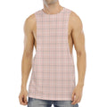 Pastel Pink Tattersall Pattern Print Men's Muscle Tank Top