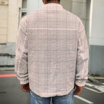 Pastel Pink Tattersall Pattern Print Men's Shirt Jacket