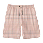 Pastel Pink Tattersall Pattern Print Men's Swim Trunks