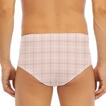 Pastel Pink Tattersall Pattern Print Men's Triangle Swim Briefs