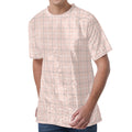 Pastel Pink Tattersall Pattern Print Men's Velvet T-Shirt