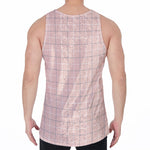 Pastel Pink Tattersall Pattern Print Men's Velvet Tank Top