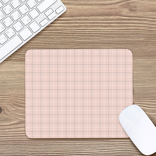 Pastel Pink Tattersall Pattern Print Mouse Pad