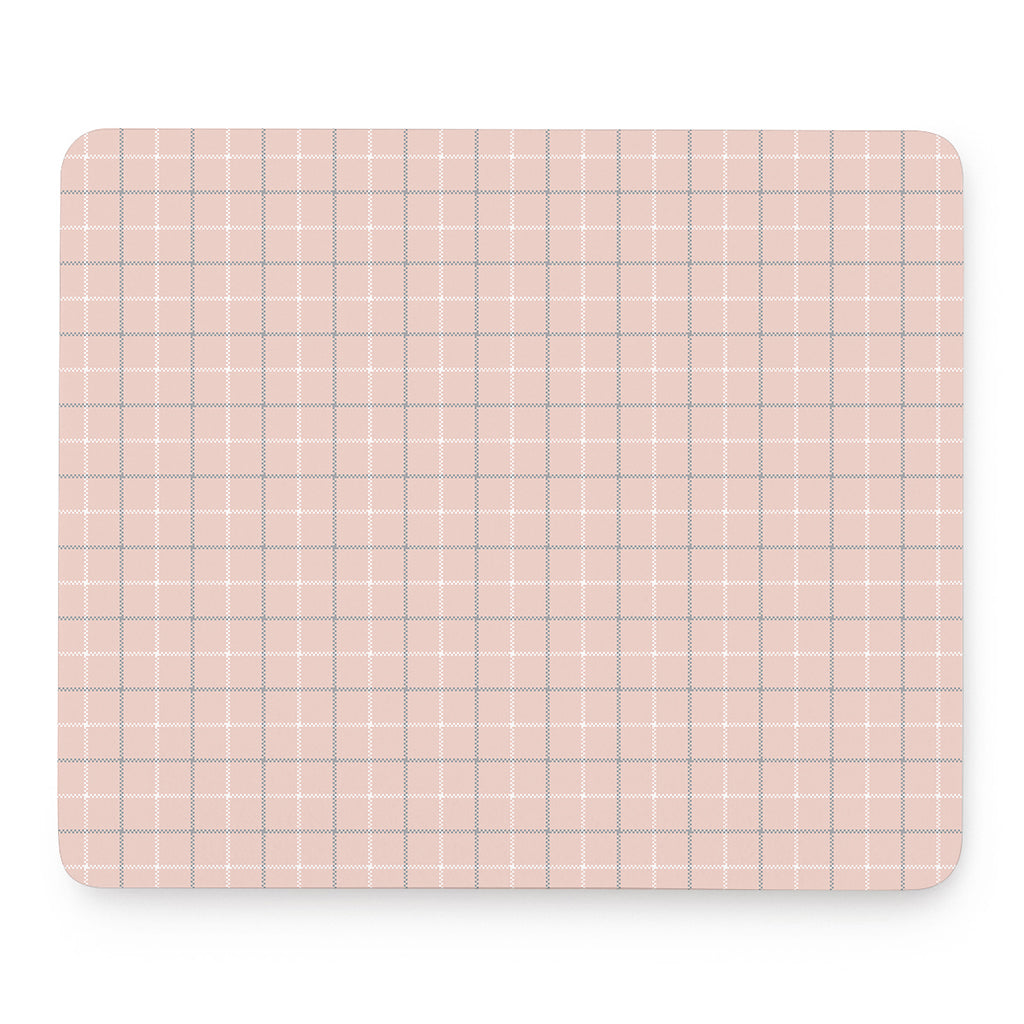 Pastel Pink Tattersall Pattern Print Mouse Pad