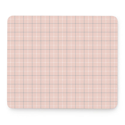 Pastel Pink Tattersall Pattern Print Mouse Pad