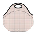 Pastel Pink Tattersall Pattern Print Neoprene Lunch Bag