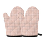 Pastel Pink Tattersall Pattern Print Oven Mitts