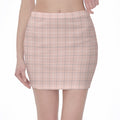 Pastel Pink Tattersall Pattern Print Pencil Mini Skirt