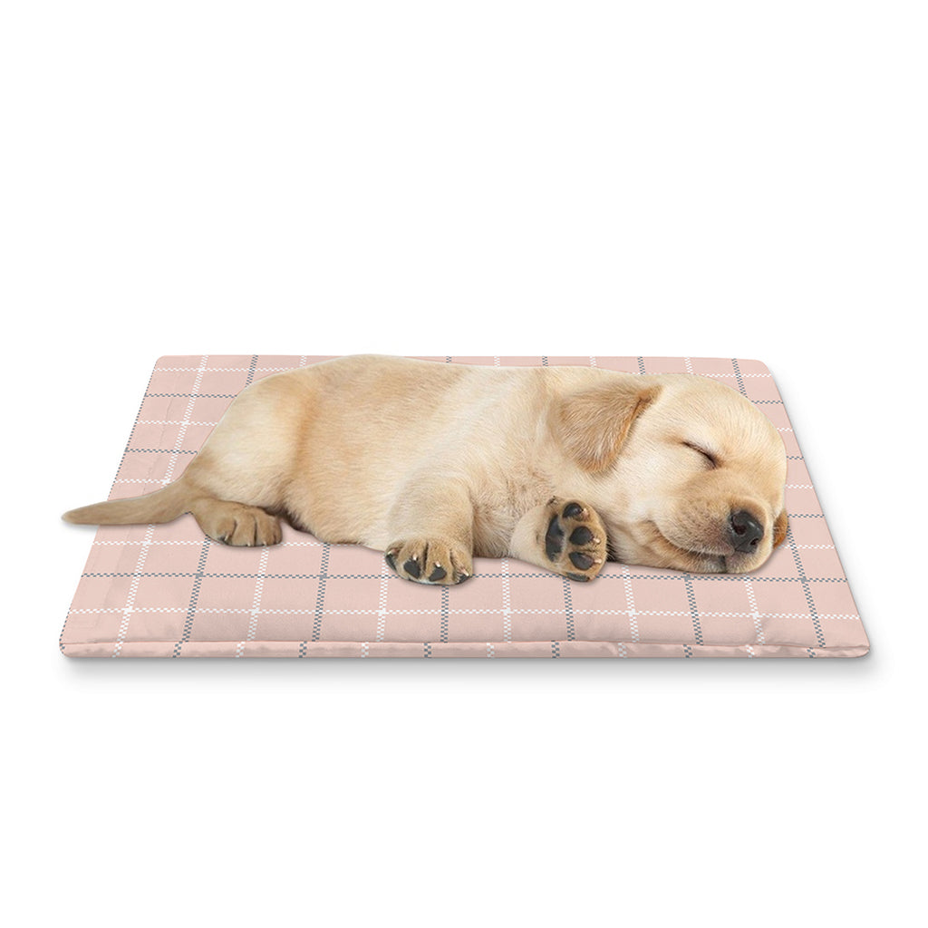 Pastel Pink Tattersall Pattern Print Pet Cooling Mat Cover