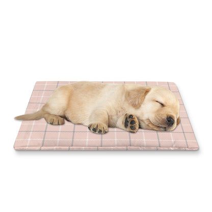Pastel Pink Tattersall Pattern Print Pet Cooling Mat Cover