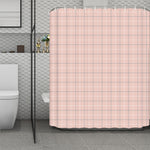 Pastel Pink Tattersall Pattern Print Polyester Shower Curtain