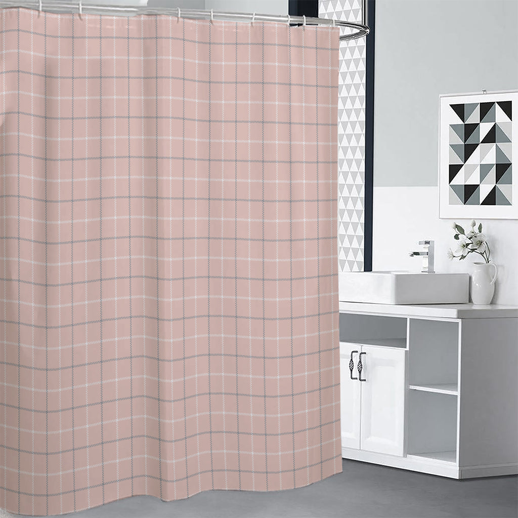 Pastel Pink Tattersall Pattern Print Premium Shower Curtain