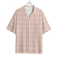 Pastel Pink Tattersall Pattern Print Rayon Hawaiian Shirt
