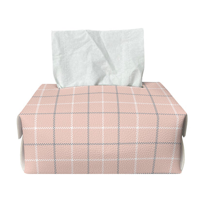 Pastel Pink Tattersall Pattern Print Rectangle Tissue Box Cover