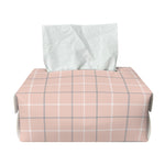 Pastel Pink Tattersall Pattern Print Rectangle Tissue Box Cover