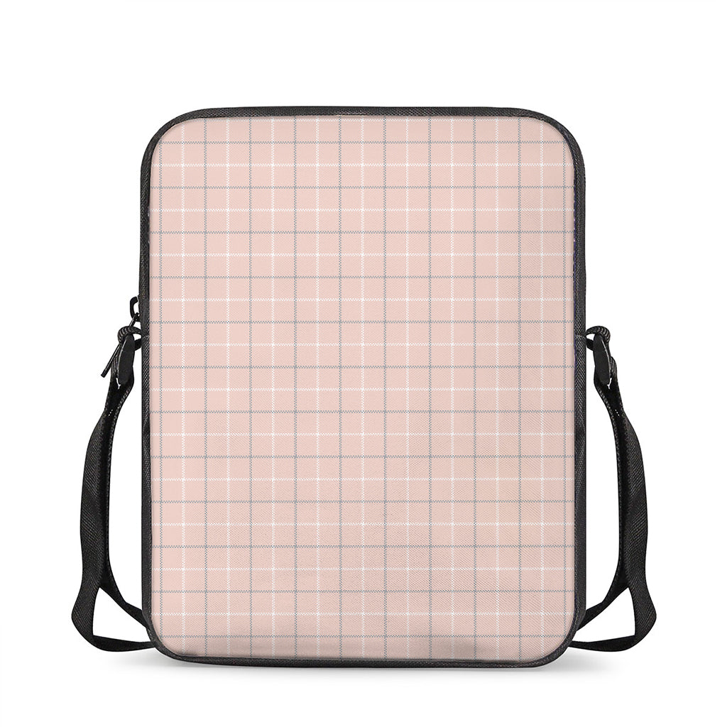 Pastel Pink Tattersall Pattern Print Rectangular Crossbody Bag