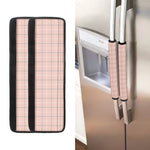 Pastel Pink Tattersall Pattern Print Refrigerator Handle Covers