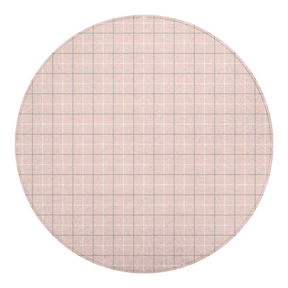 Pastel Pink Tattersall Pattern Print Round Blanket