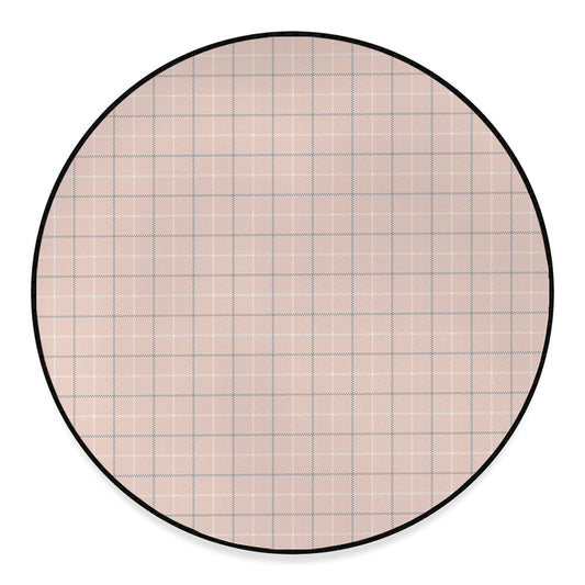 Pastel Pink Tattersall Pattern Print Round Floor Mat