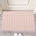Pastel Pink Tattersall Pattern Print Rubber Doormat