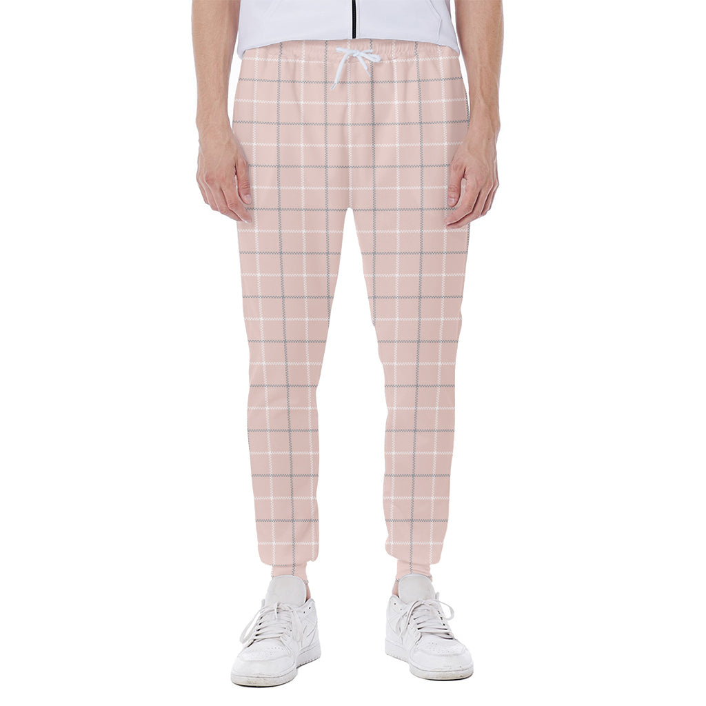 Pastel Pink Tattersall Pattern Print Scuba Joggers