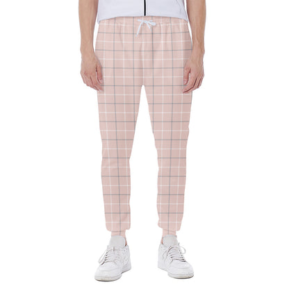 Pastel Pink Tattersall Pattern Print Scuba Joggers