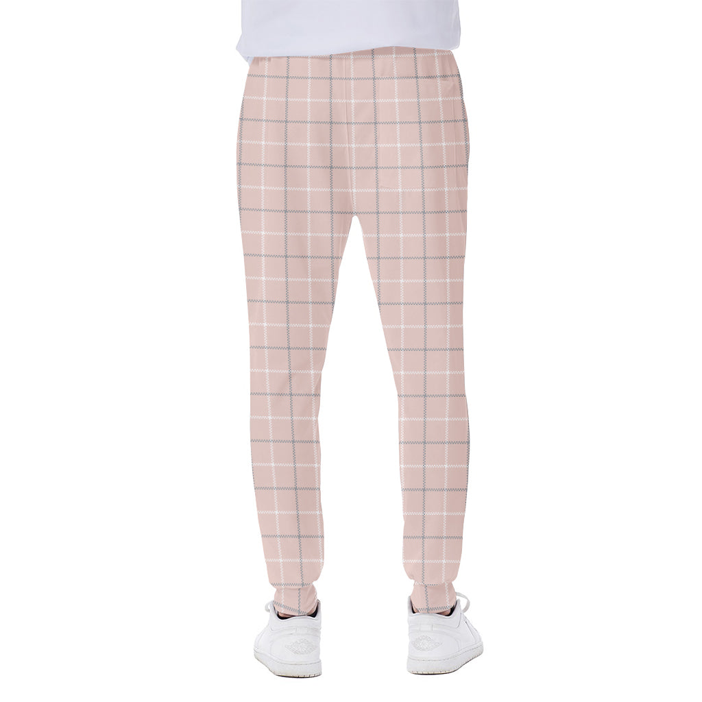 Pastel Pink Tattersall Pattern Print Scuba Joggers
