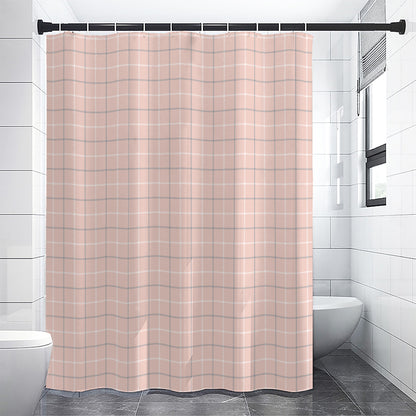 Pastel Pink Tattersall Pattern Print Shower Curtain