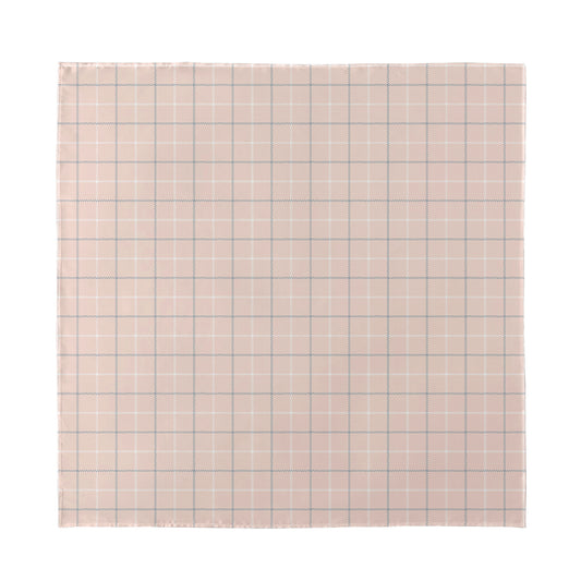 Pastel Pink Tattersall Pattern Print Silk Bandana