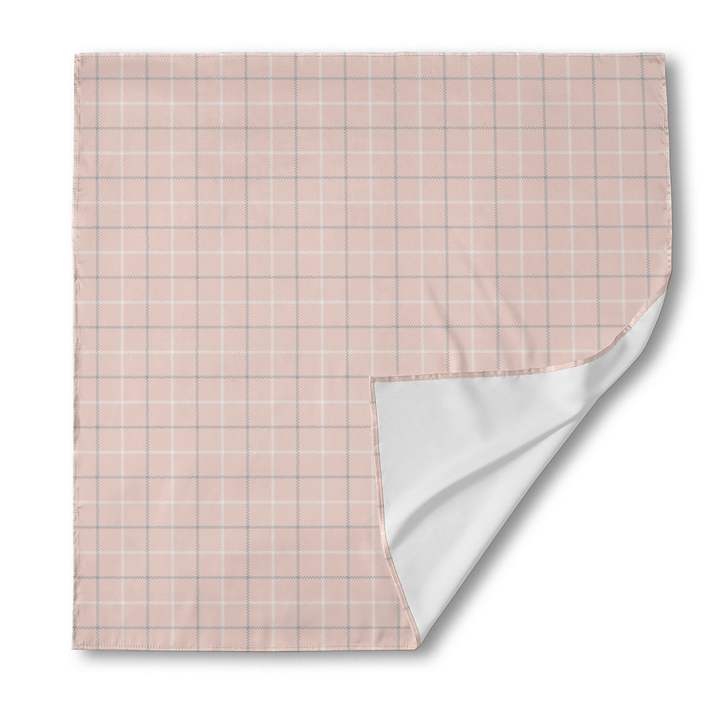 Pastel Pink Tattersall Pattern Print Silk Bandana