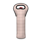 Pastel Pink Tattersall Pattern Print Single Neoprene Wine Tote