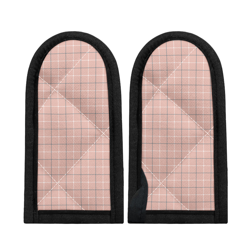 Pastel Pink Tattersall Pattern Print Skillet Handle Cover