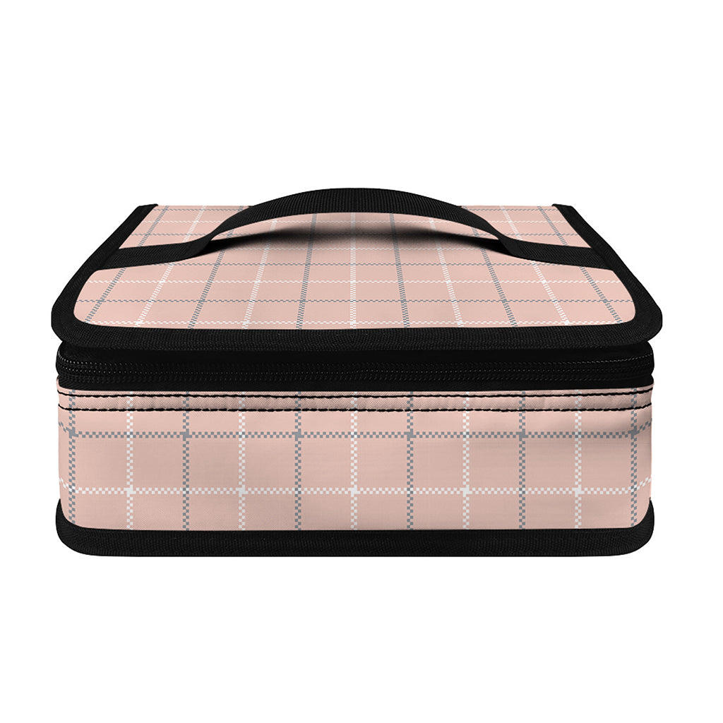 Pastel Pink Tattersall Pattern Print Small Lunch Bag