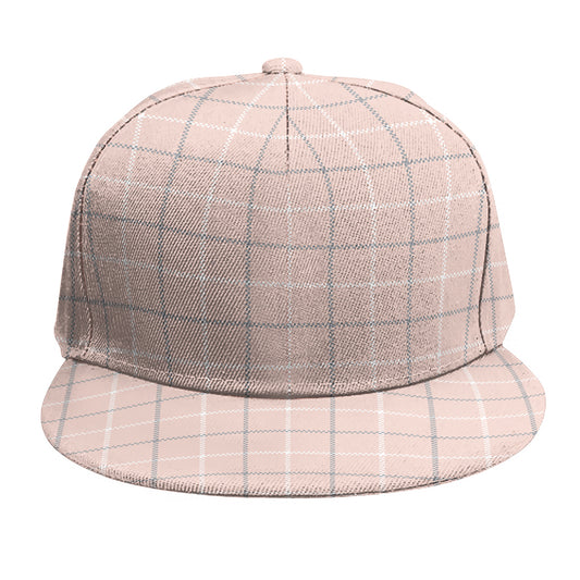 Pastel Pink Tattersall Pattern Print Snapback Cap