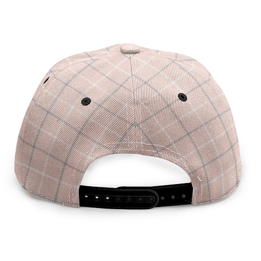 Pastel Pink Tattersall Pattern Print Snapback Cap